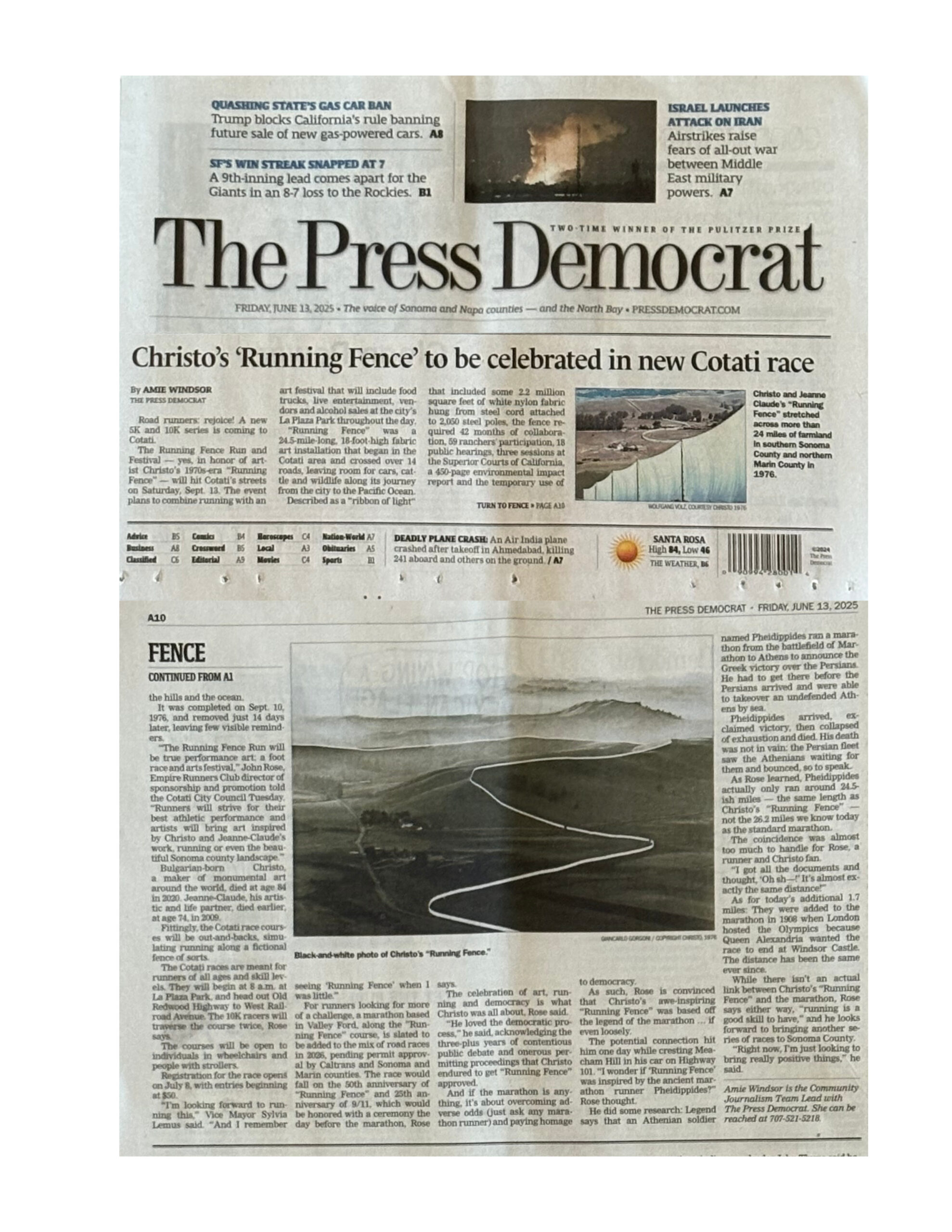 The Running Fence Run: A Run of Freedom- Celebrating Christo's 1976 "Running Fence” art project photo 3